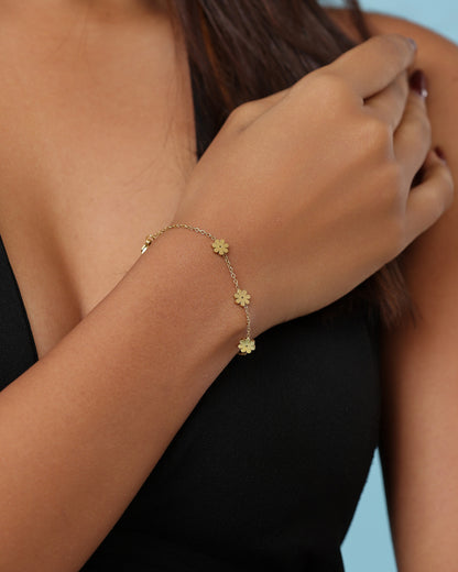 Glamon Flora Grace Bracelet – Gold-Coated Floral Bracelet for Women | Waterproof Jewelry