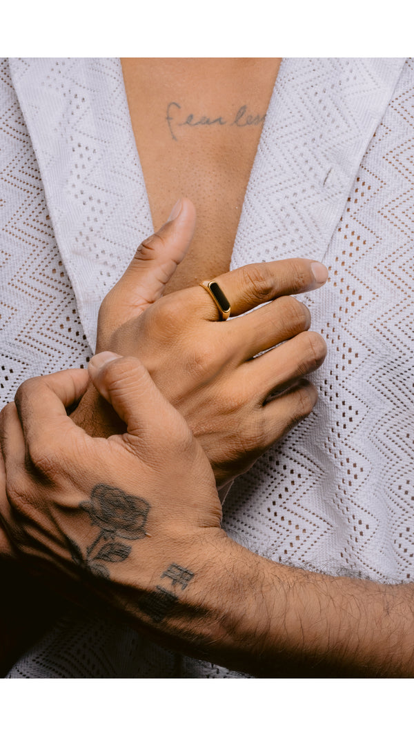 Glamon BlackWave Ring Gold Coated High Quality Premium finished Ring For Men