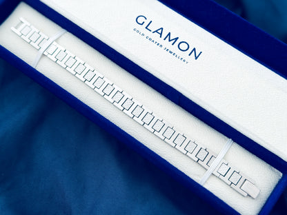 Glamon Monarch Link Bracelet – Luxury Silver Stainless Steel Bracelet for Men | Waterproof Premium Gift with 6-Month Warranty | Sri Lanka Exclusive