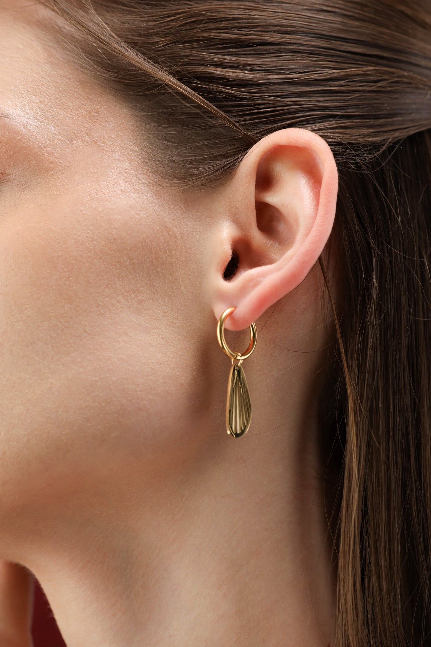 Glamon Golden Ripple Earrings – Gold Coated Drop Earrings for Women Sri Lanka