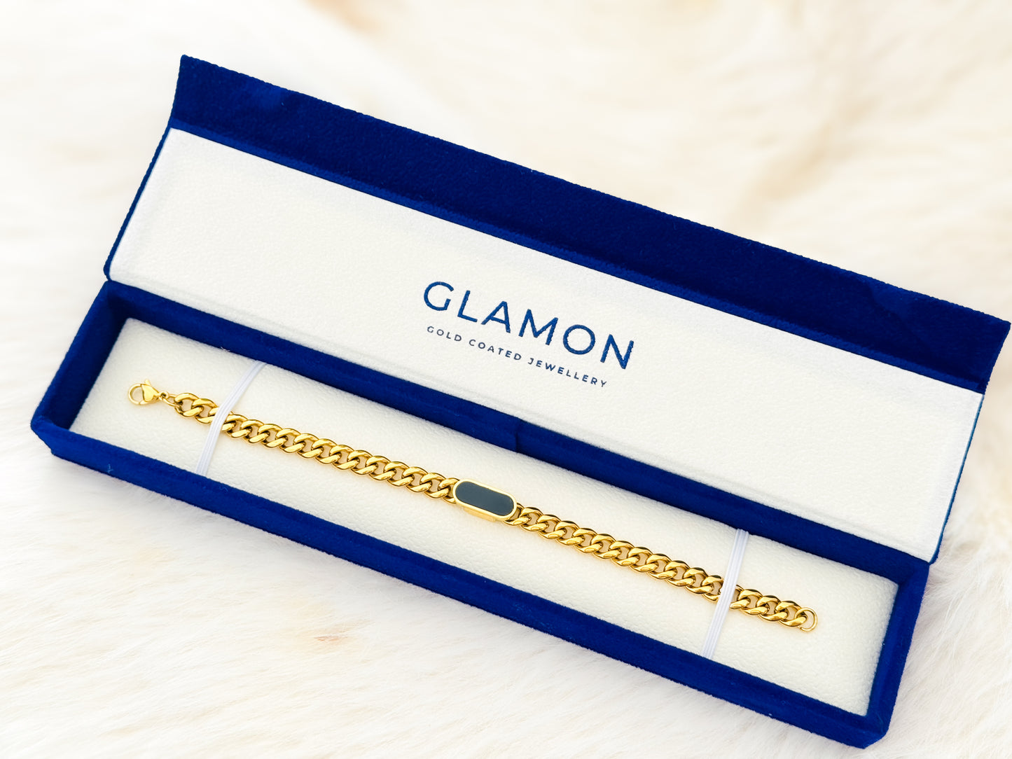 Glamon Midnight Luxe Gold Coated Bracelet for Men – 316L Stainless Steel Waterproof Curb Chain Bracelet | Luxury Gift for Boyfriend, Birthday & Anniversary Gift Sri Lanka