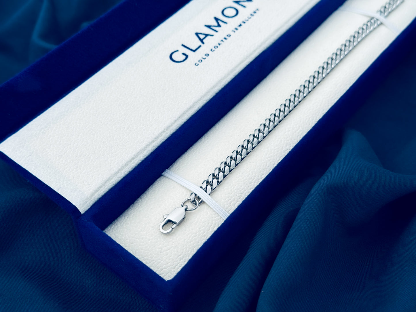 Glamon 5mm Silver Cuban Link Bracelet for Men High Polish Waterproof Premium Stainless Steel Luxury Chain Bracelet | Gift for Him