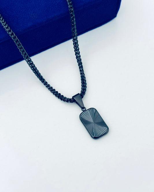 Glamon Solaris Necklace – Black | 3mm Franco Chain for Men