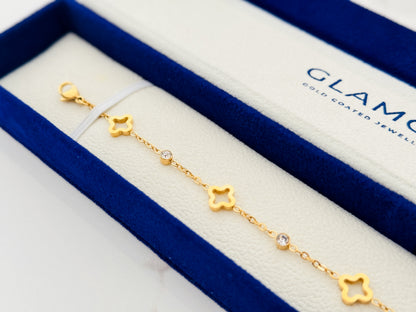 Golden Clover Bracelet - Luxury Gold Coated High Quality Waterproof Bracelet For Girls