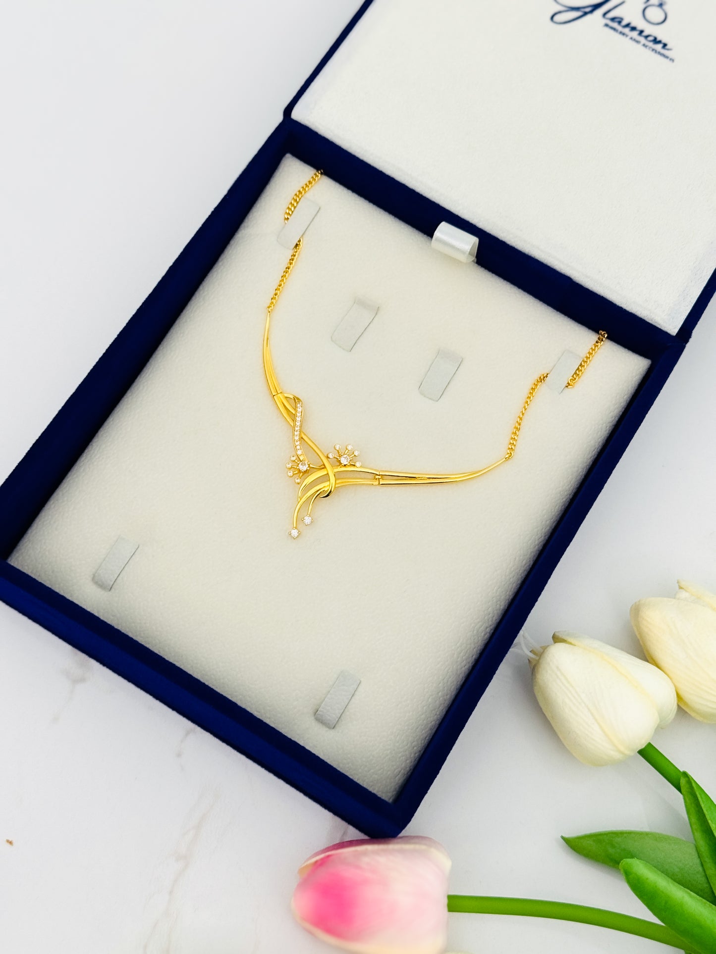 Glamon Luxury Gold Plated Bridal Necklace for Women