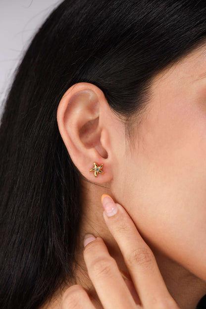Glamon Twinkle Luxe Stud Earrings – Gold Coated Star Studs for Women Sri Lanka