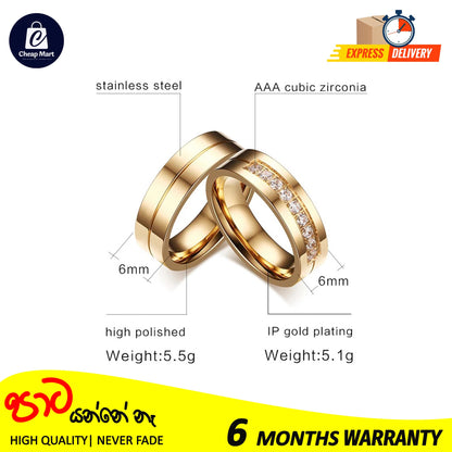 Romantic Wedding Couple Rings For Lover Cubic Zircon Engagement Rings For Women Men Couple Promise Ring Anniversary Gift Jewelery Valentine Birthday