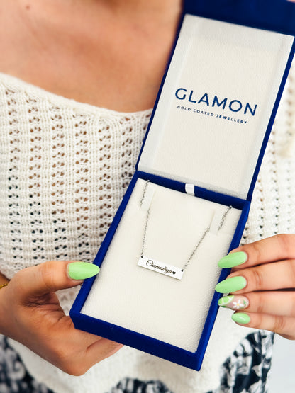 Custom Name Necklace For Women Sri Lanka – Stainless Steel Silver Bar Necklace | Personalized Gift for Her