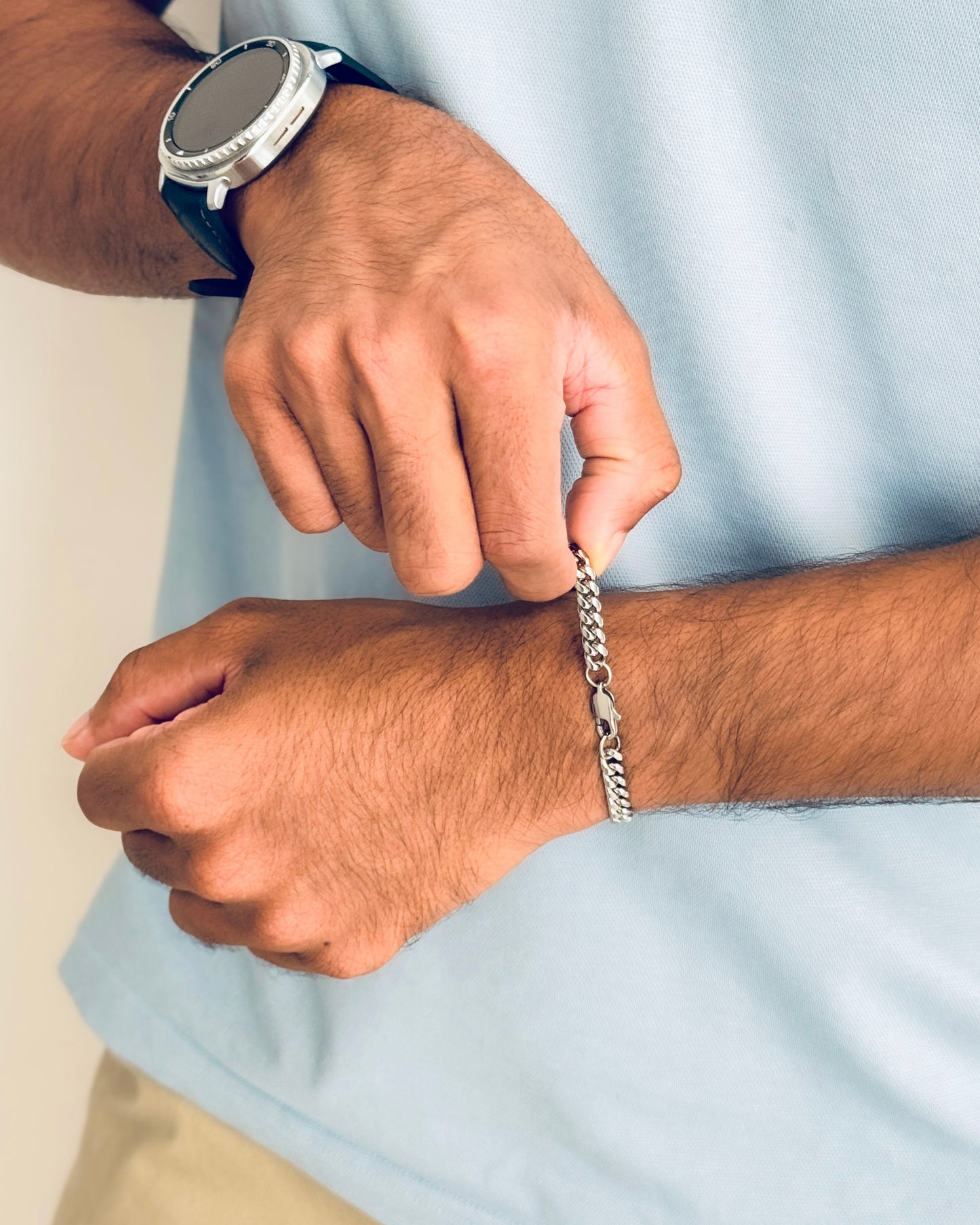 Glamon 5mm Silver Cuban Link Bracelet for Men High Polish Waterproof Premium Stainless Steel Luxury Chain Bracelet | Gift for Him