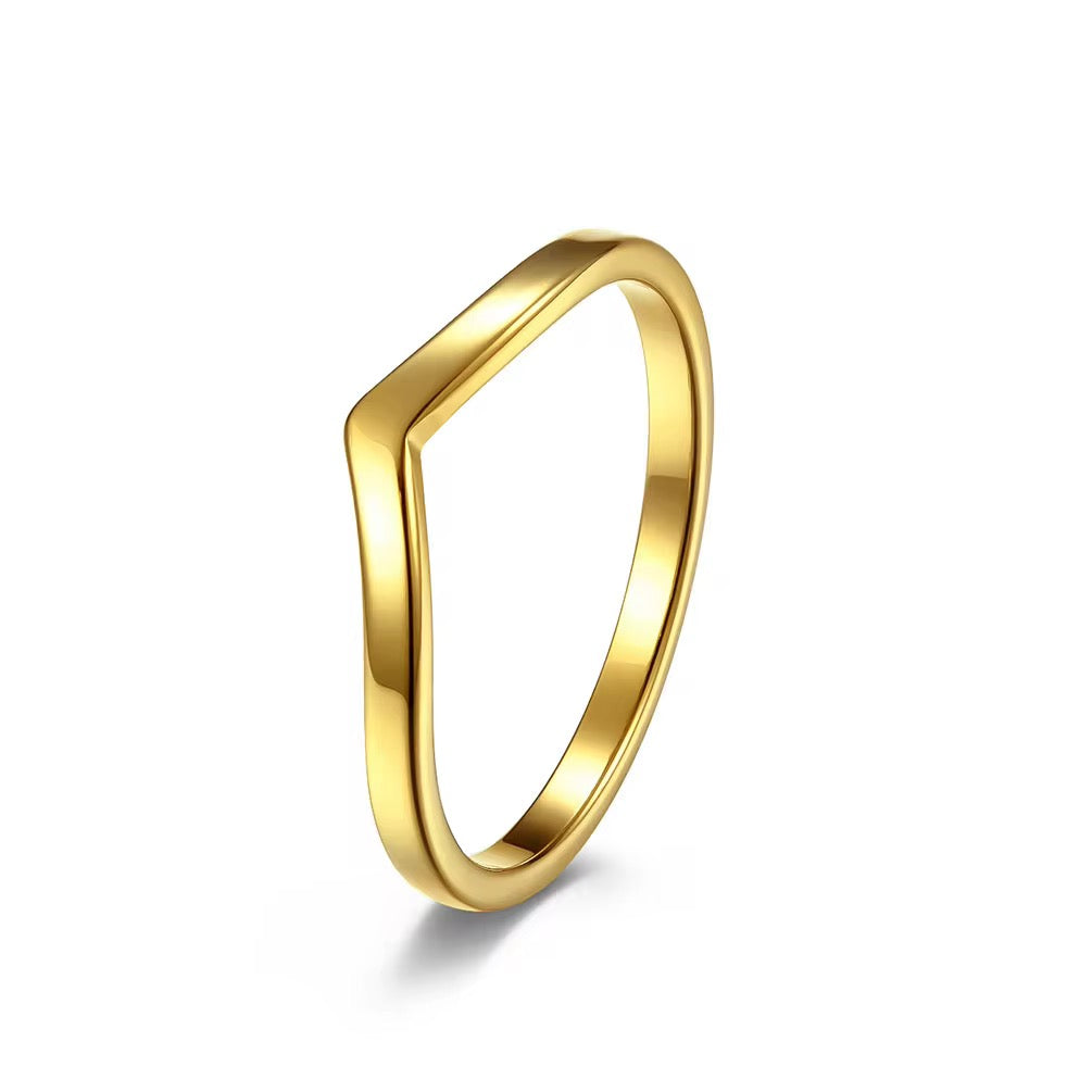 Glamon V-Shape Ring for Women | Gold-Coated Premium Stainless Steel Waterproof Ring