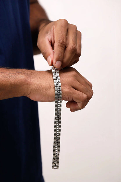 Glamon Titan Weave Silver Bracelet for Men Luxury Waterproof High Quality