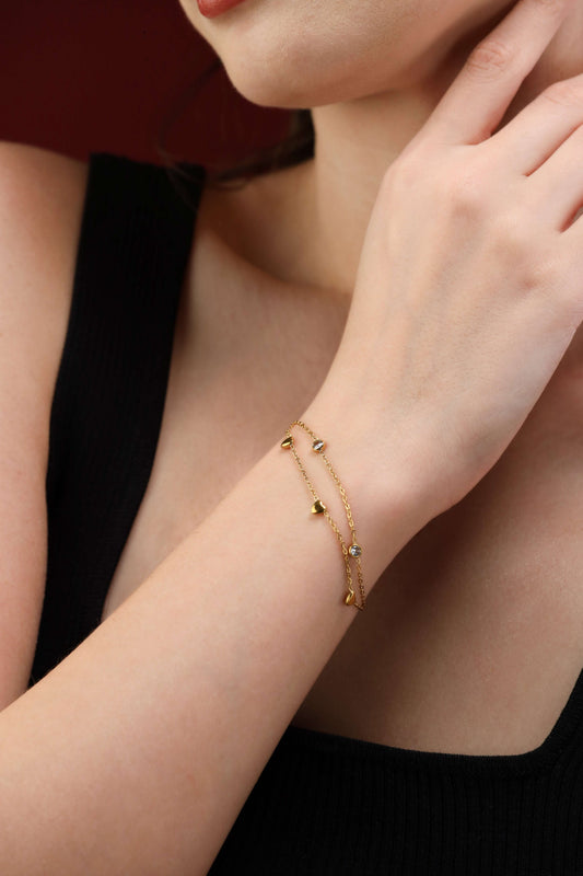 Glamon Aurelia Heart Bracelet – Gold Coated Luxury Charm Bracelet for Women Sri Lanka