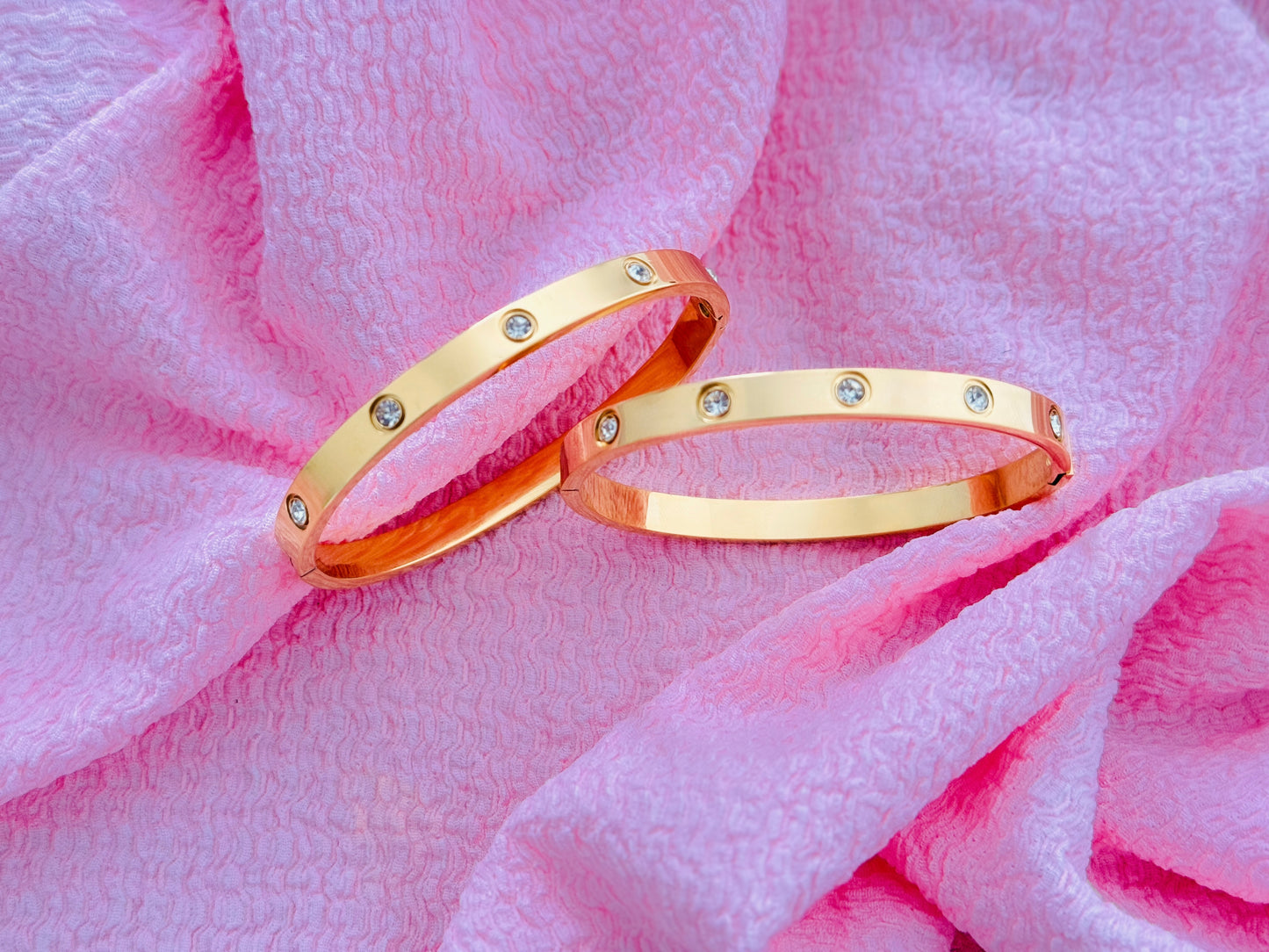 Glamon Luxury Gold Coated Stone Bangle Bracelet for Women Waterproof 316L Stainless Steel | 6 Month Warranty