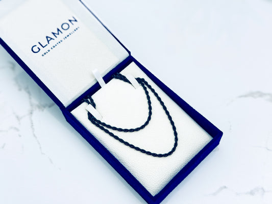 Glamon 3mm Black Rope Chain Necklace for Men – Premium 316L Stainless Steel Twisted Chain