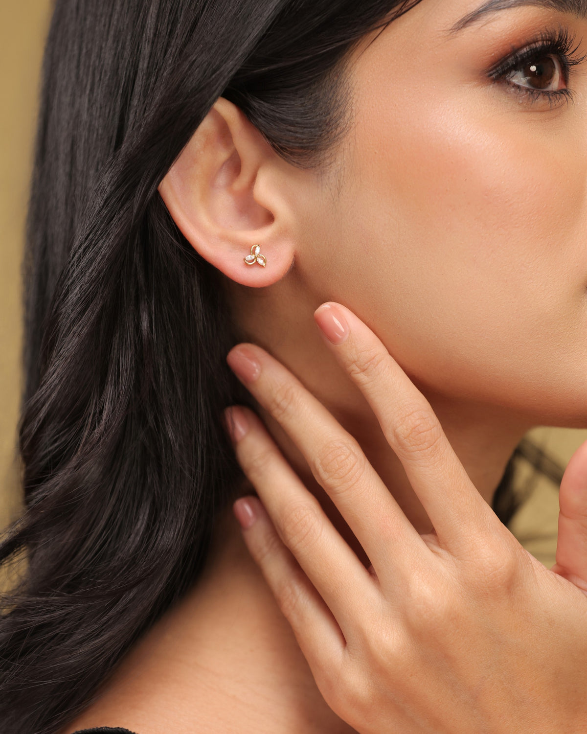 Glamon Golden Bloom Crystal Stud Earrings for Women – Gold Coated Luxury Jewelry
