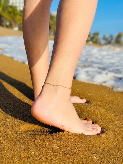 Glamon High Quality Gold Coated Dune Chain Anklet Bracelet For Girls Beach Wear Jewellery