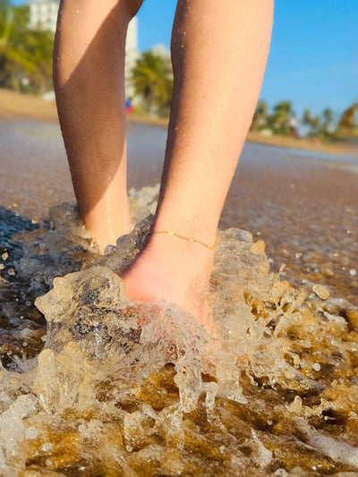 Glamon High Quality Gold Coated Dune Chain Anklet Bracelet For Girls Beach Wear Jewellery