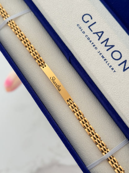 Glamon Personalized Name Engraved Bracelet for Men – Custom Gold Coated Bracelet Gift for Boyfriend Sri Lanka