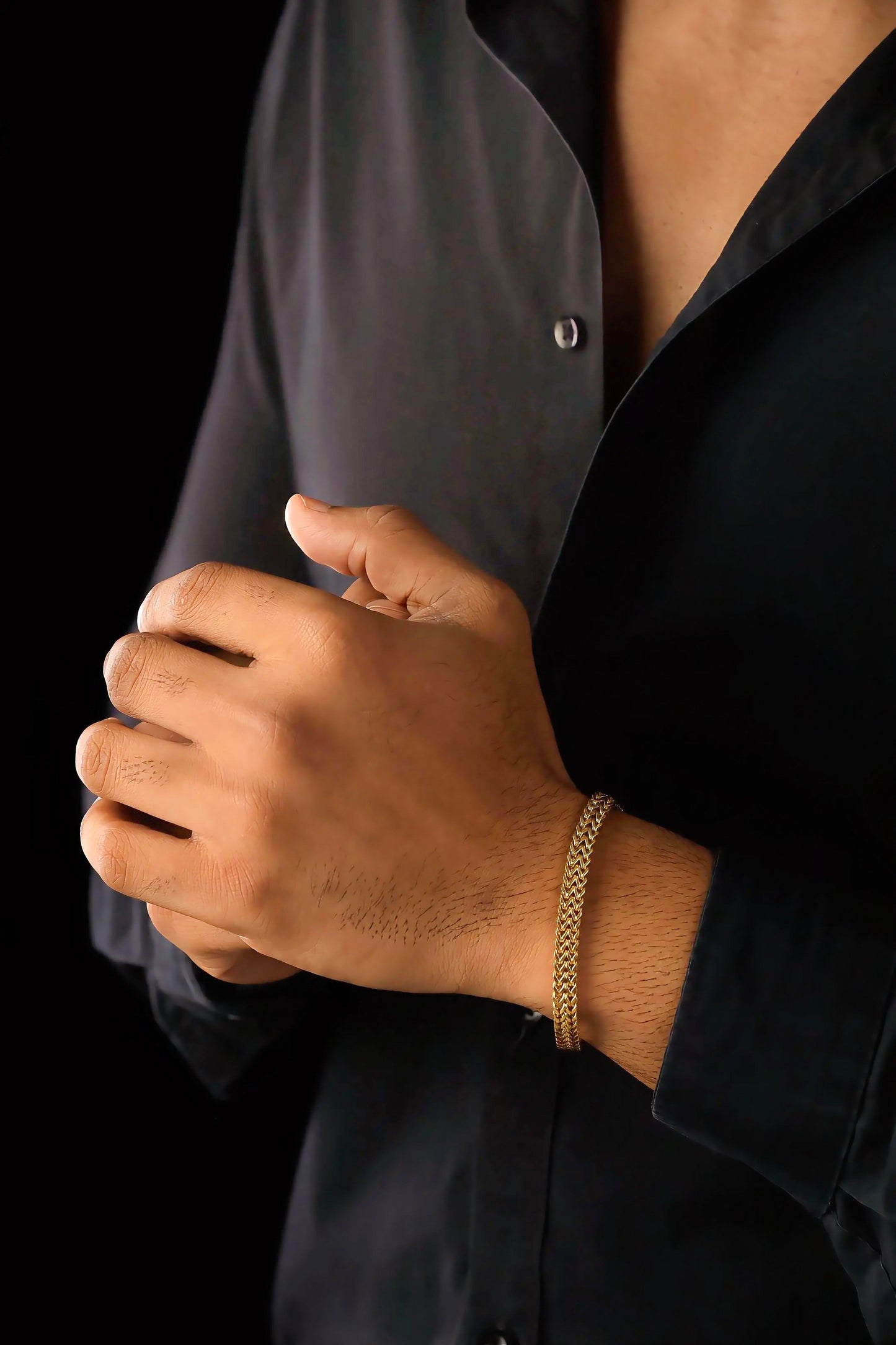 Glamon 6mm Gold Coated Stainless Steel Bracelet for Men | Premium Waterproof Men’s Jewellery