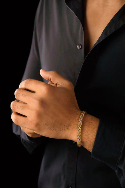 Glamon 6mm Gold Coated Stainless Steel Bracelet for Men | Premium Waterproof Men’s Jewellery