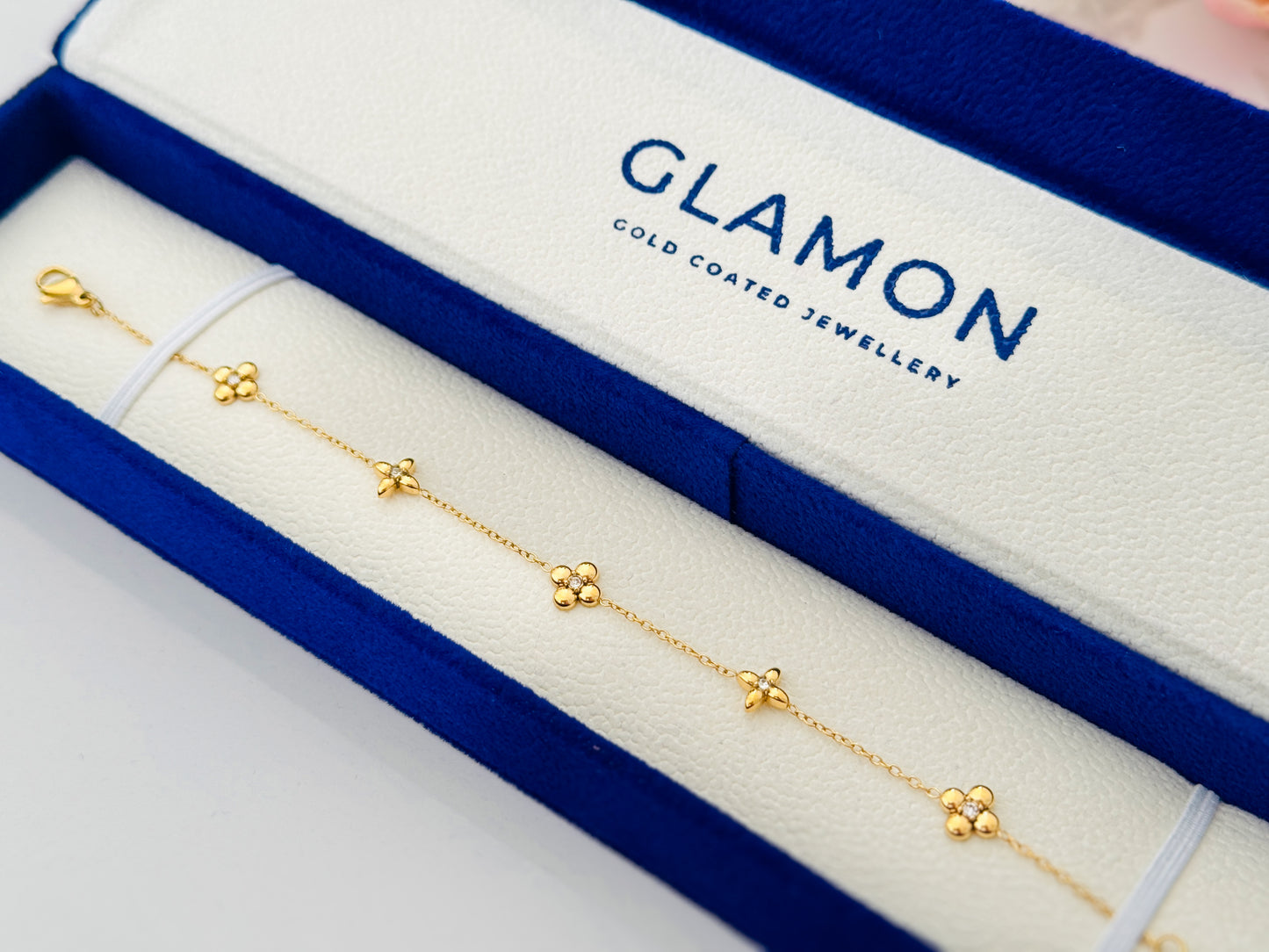 Glamon Soft Blossom Bracelet for Girls – Luxury Gold Coated Waterproof High End Bracelet Premium Gift for Her