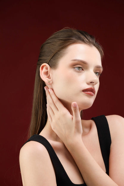 Glamon Blossom Trio Stud Earrings – Petite Floral Gold Coated Minimal Studs for Women Sri Lanka