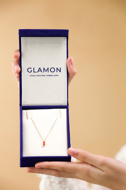 Glamon Minimalist Simple Rectangle Square Zircon Necklace For Girls Birthday Gift