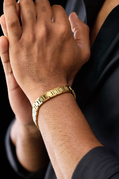 Glamon Monarch Link Bracelet – Luxury Gold-Coated Stainless Steel Bracelet for Men | Waterproof Premium Gift with 6-Month Warranty | Sri Lanka Exclusive