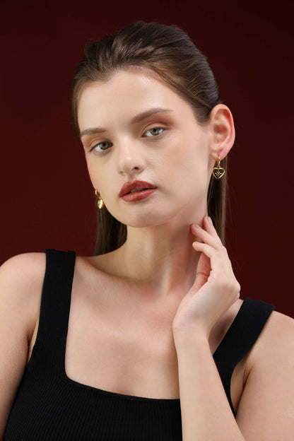 Glamon Heart Spark Hoops – Gold Coated Heart Charm Earrings for Women Sri Lanka