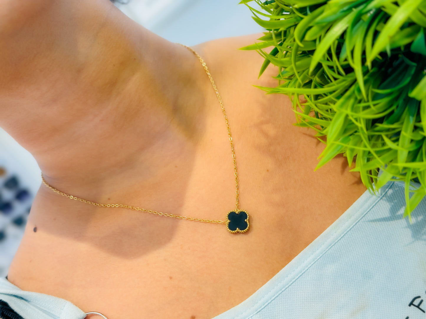 Glamon Lucky Leaf Necklace for Girls - Gold Plated, Waterproof Stainless Steel Jewelry