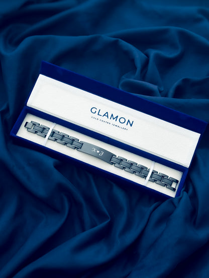 Glamon ZYGMA BLACK EDITION   Name Engraved Bracelet for Men | Premium Luxury Mens Gift