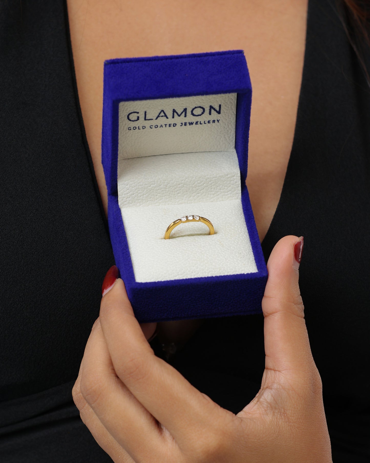 Glamon Aurora Spark Ring – Gold-Coated Sparkle Ring for Women | Waterproof 316L Stainless Steel