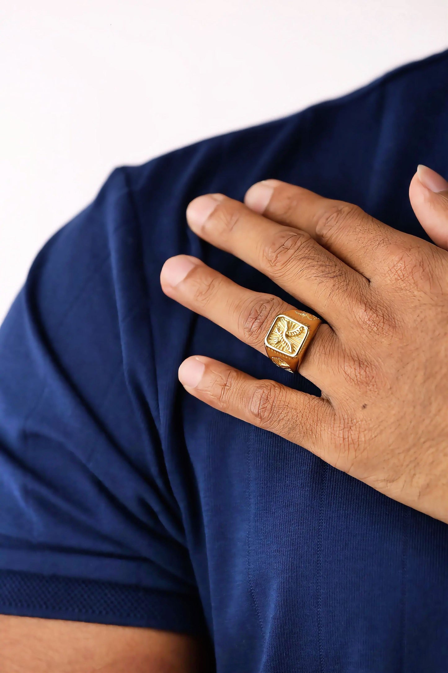 Glamon Royal Eagle Signet Ring for Men | Luxury Gold 316L Stainless Steel Ring