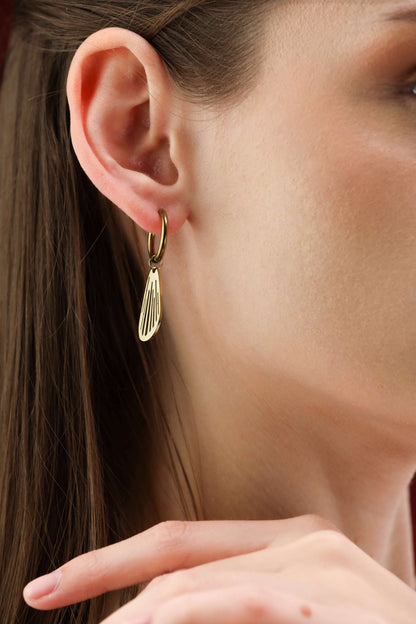 Glamon Golden Ripple Earrings – Gold Coated Drop Earrings for Women Sri Lanka