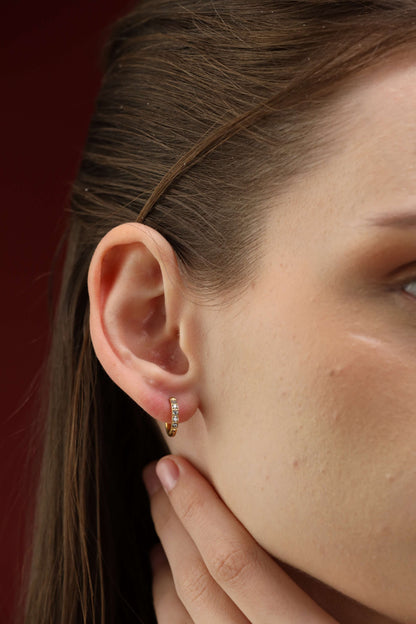 Glamon Golden Glow Huggie Earrings – Gold Coated Zircon Luxury Earrings for Women Sri Lanka