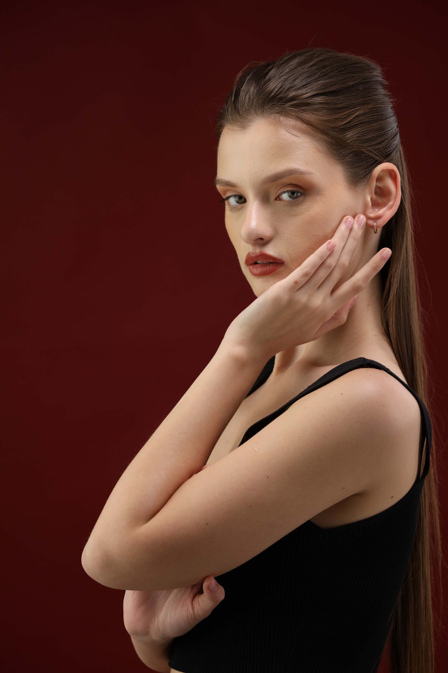 Glamon Golden Glow Huggie Earrings – Gold Coated Zircon Luxury Earrings for Women Sri Lanka
