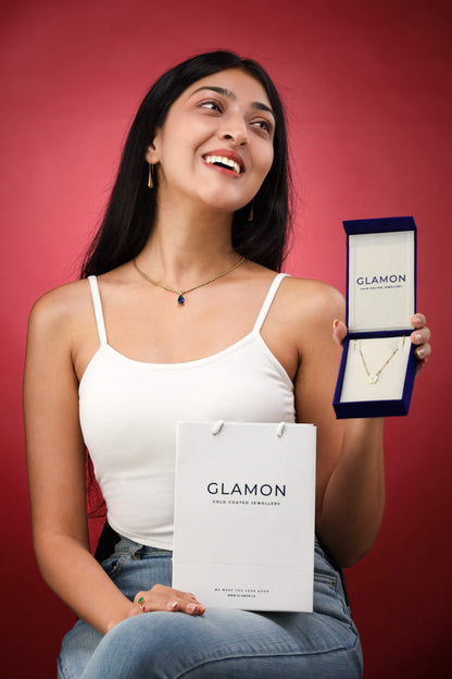 Glamon Sakura Flower Jewelry Set – Gold Coated Earrings & Necklace for Women Sri Lanka