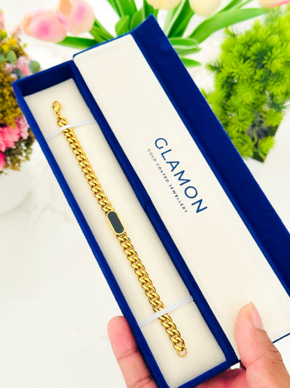 Glamon Midnight Luxe Gold Coated Bracelet for Men – 316L Stainless Steel Waterproof Curb Chain Bracelet | Luxury Gift for Boyfriend, Birthday & Anniversary Gift Sri Lanka