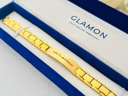 Glamon Alpha Band-Gold Edition-Customized Name Bracelet Gift For Men