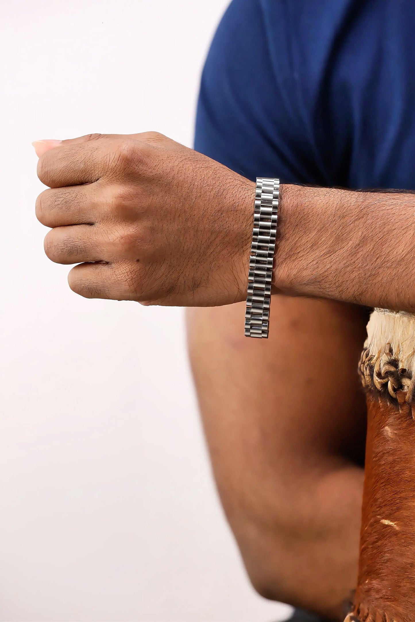 Glamon Silver Color 10mm Wide Wristband Bracelet For Men Waterproof Stainless Steel Mens bracelet