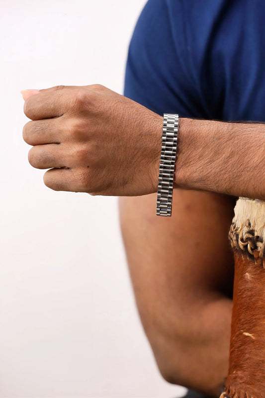 Glamon Silver Color 10mm Wide Wristband Bracelet For Men Waterproof Stainless Steel Mens bracelet