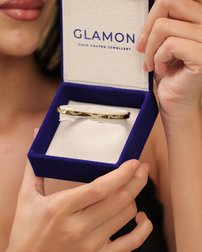 Glamon Zovia Bangle for Women – Gold Coated Crystal Bracelet | Elegant Luxury Jewelry