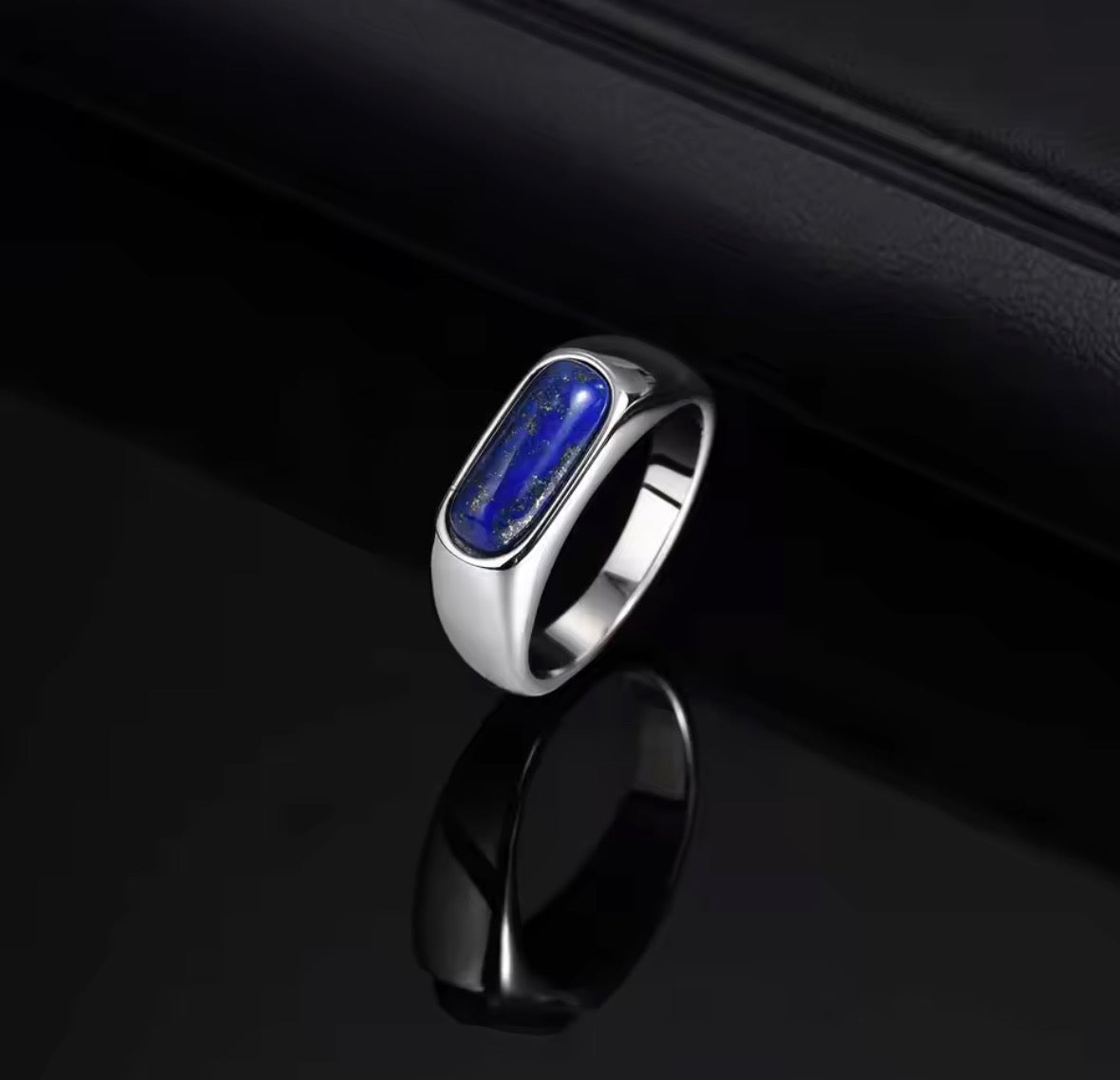 Glamon Lapis Ring – Natural Lapis Lazuli Stone Ring for Men | Premium 316L Stainless Steel | Waterproof