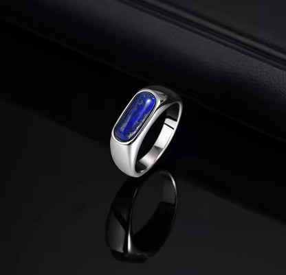 Glamon Lapis Ring – Natural Lapis Lazuli Stone Ring for Men | Premium 316L Stainless Steel | Waterproof
