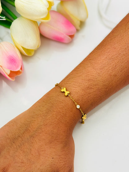 Bow Zircon Bracelet - Gold Coated High Quality Waterproof Bracelet For Girls