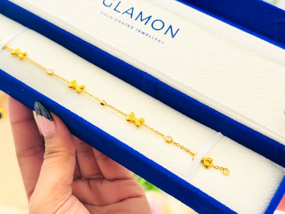 Bow Zircon Bracelet - Gold Coated High Quality Waterproof Bracelet For Girls
