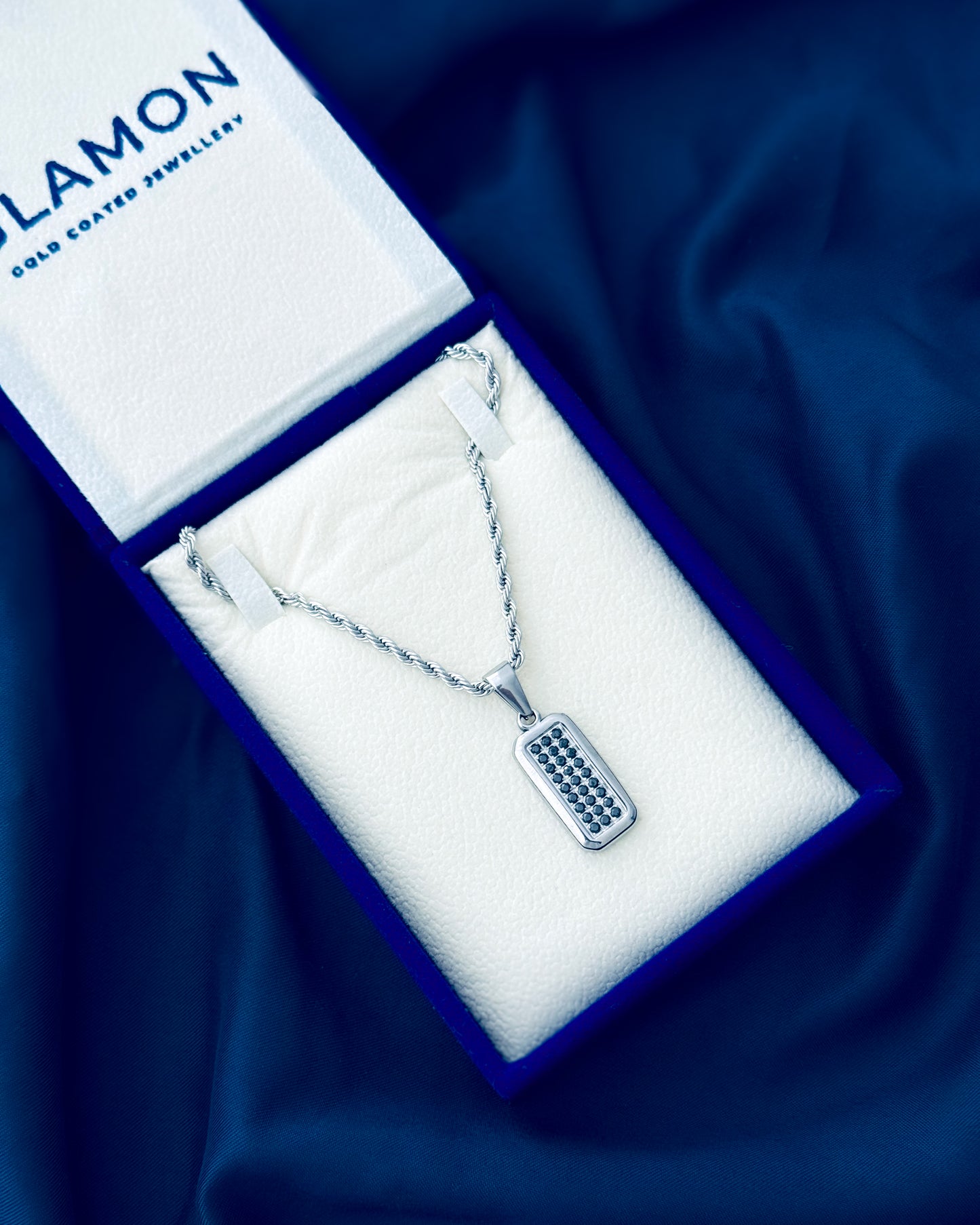 Glamon Luxury Matrix Pendant Necklace with 3mm Silver Rope Chain 316L Stainless Steel Necklace for Men