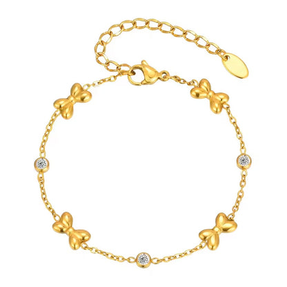Bow Zircon Bracelet - Gold Coated High Quality Waterproof Bracelet For Girls