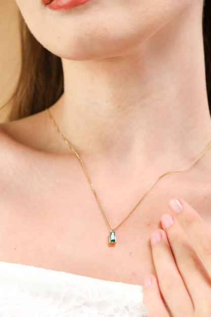Glamon Minimalist Simple Rectangle Square Zircon Necklace For Girls Birthday Gift