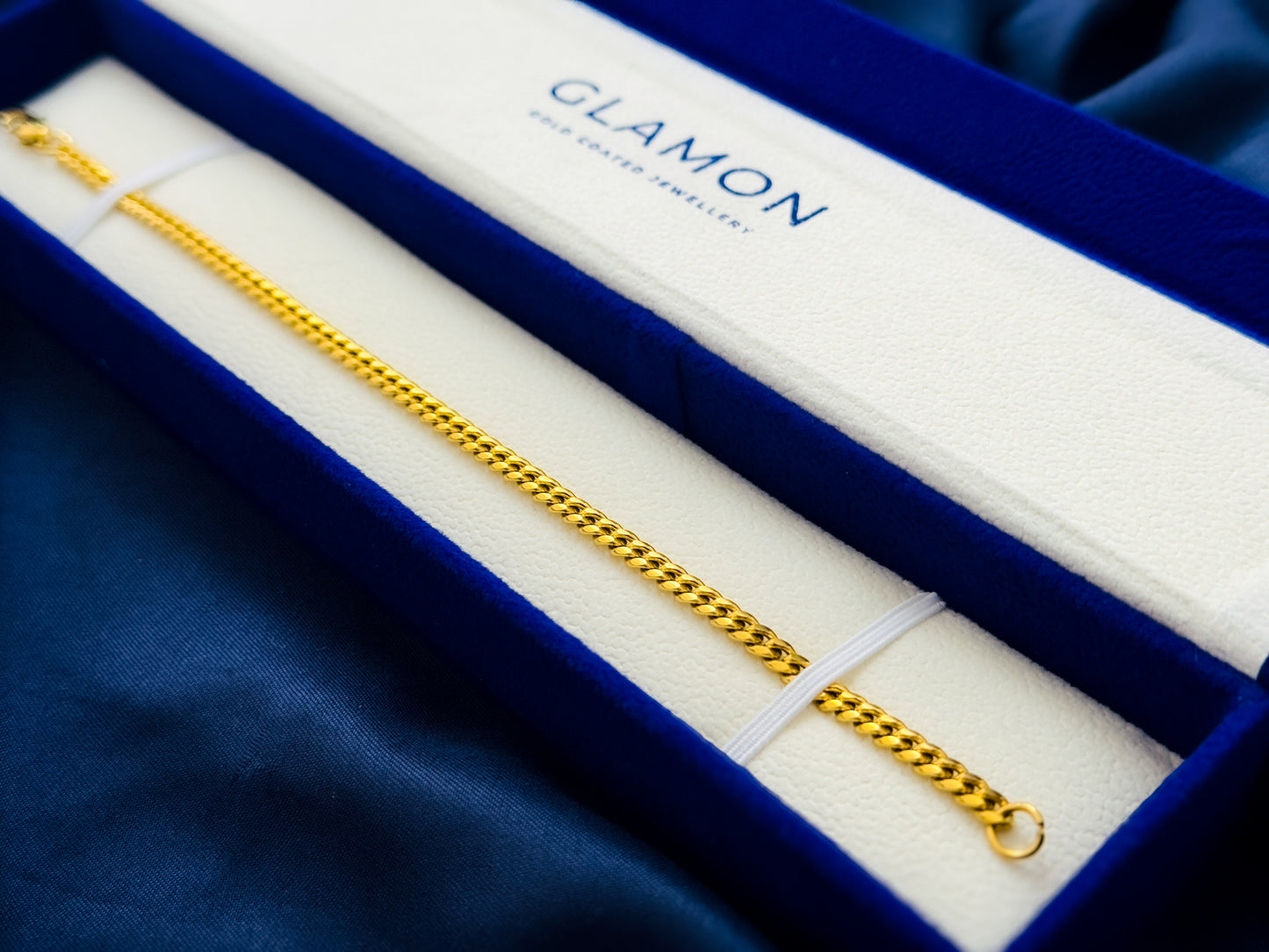 Glamon 4mm Gold Coated Cuban Link Chain Bracelet – Premium Men’s Jewelry